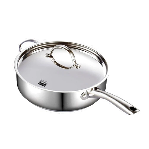 Cooks Standard 4-Quart Stainless Steel Sauté Pan with Lid, 10.5-inch Deep Frying Pan Induction Cookware, Oven Safe Large Skillet Jumbo Cooker with Stay-Cool Helper Handle