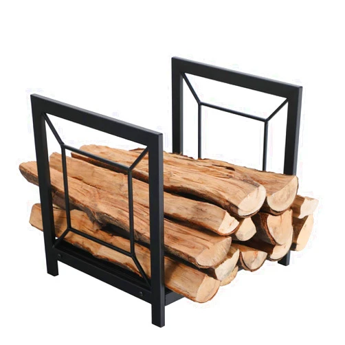 PHI VILLA 17 Inches Small Firewood Log Rack Holding Storage Brackets for Indoor/Outdoor Wood Burning Stove Accessories Square Shape