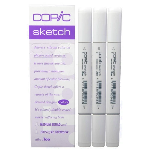 COPIC Sketch Marker 0-S Colorless Blender Set of 3 | Professional Grade Alcohol-Based Dual-Tip Markers for Seamless Blending and Layering