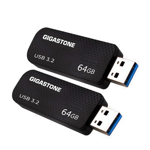Gigastone Z30 64GB 2-Pack USB 3.2 Gen1 Flash Drive, Capless Retractable Design Pen Drive, Carbon Fiber Style Thumb Drive, Reliable Performance & Durable, USB 2.0/USB 3.0/USB 3.1 Interface Compatible