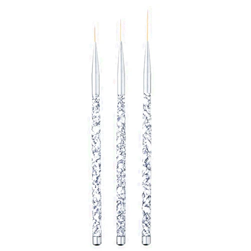 Tbestmax Professional Fine Nail Art Liner Brush UV Gel Painting Acrylic Nail Brushes Striping Brushes for Short Strokes, Details, Blending, Elongated Lines 3 pcs