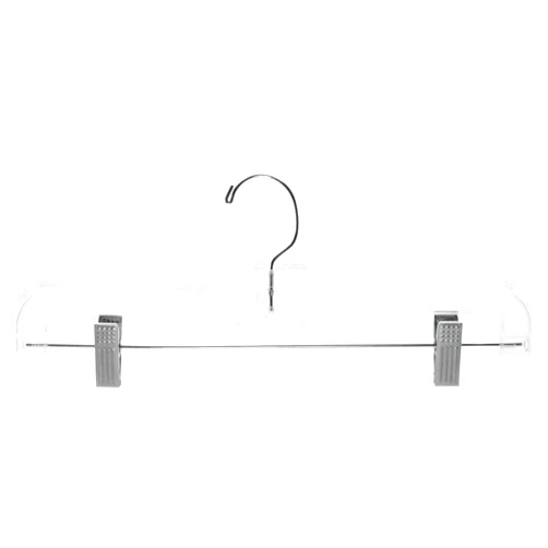 NAHANCO 600RC Plastic Skirt/Pant Hanger with Short Metal Swivel Hook and Pinch Clips, Heavy Weight, 14
