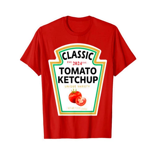 2024 Halloween Costumes for Couples Red Ketchup DIY Halloween Costume Matching Group Ketchup T-Shirt