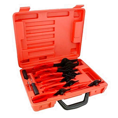 ABN Snap Ring Pliers Set, 11-Piece – .038in - .09in (1-2.3mm) Straight & Bent Retaining Ring Pliers w/Hook & Pick