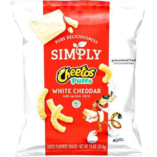 Simply Cheetos Puffs White Cheddar Cheese Flavored Snacks, 10 Count