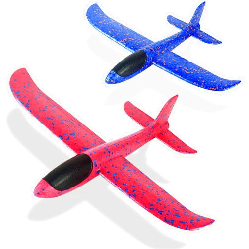 Mypre Foam Glider Airplane Toy Airplane Hand Throwing Plane 13.5 Inch Flying Plane Model Outdoor Sports Toys 3 Airplane Mode Birthday Party Gifts for Kids 2-Pack (Red & Blue)