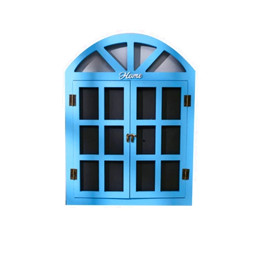 Zklaseot Decorative False Window Retro Garden Decoration Window, Openable for Cafe Bedroom Storage Rack (Color : Blue, Size : 40x52cm)