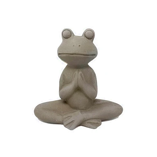 Elly Décor 8.5 Inch Ceramic Zen Meditating Frog Statue,Yoga Frog Sculpture Figurine, Indoors and Outdoors Lightweight Ceramic Statue, Gray