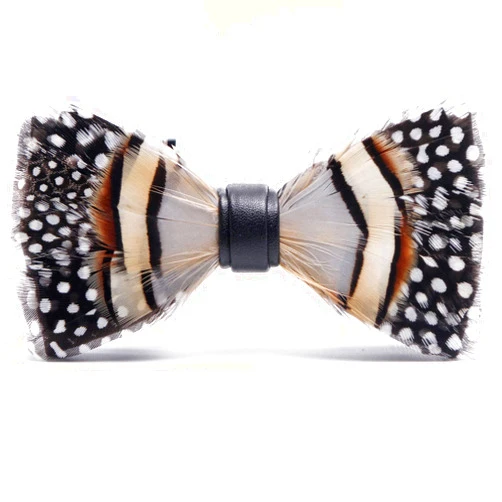 Mumusung Handmade Feather Pre-tied Bow tie for Men