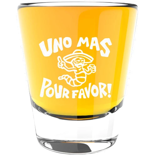LitGifts Uno Mas Por Favor Design, Funny Shot Glasses for Adults, Tequila Gifts for Men or Women, Hilarious Inappropriate Stuff for Friends, Made in USA 1.75 Ounce Dishwasher Safe