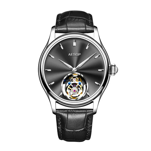 AESOP Tourbillon Watches Men Mechanical Hand Wind Wristwatches Luxury Skeleton Stainless Steel Sapphire Crystal Waterproof Dress Business Watch for Mens Gift 7040