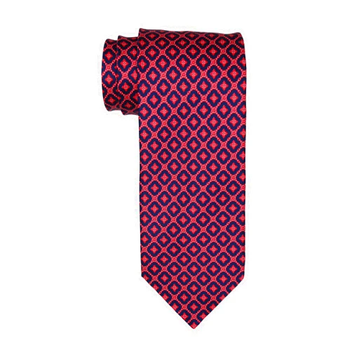 Stefano Ricci Satin Navy Red Medallion Print Tie, Purple