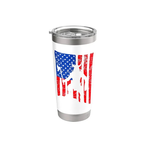 USA Flag Vikings Axeman Odin Vintage Distressed American Flag Viking by Blood Axe Norse Mythology Valhalla Stainless Steel Insulated Tumbler