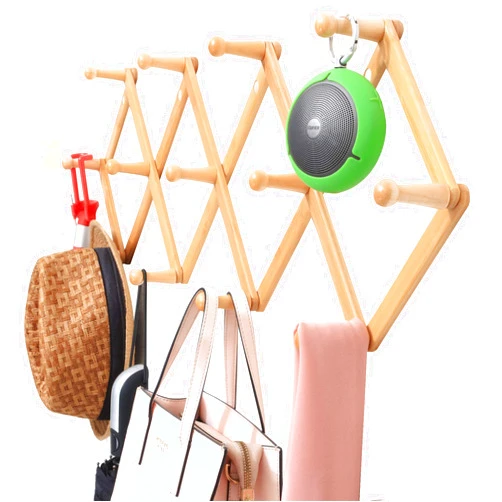 Viromo Wall Mounted Expandable Coat Rack Hanger with 13 Hooks, Eco Friendly Accordion Design for Hanging Clothes, Hat, Coffee Mug, Baseball Cap, Key, Purse