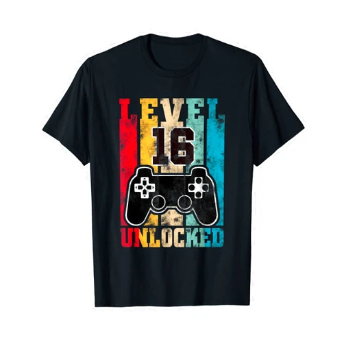Level Unlocked Vintage Gamers Birthday Gifts By Mj 16 Year Old Bday Gifts Gamer Level 16 Unlocked 16th Birthday T-Shirt