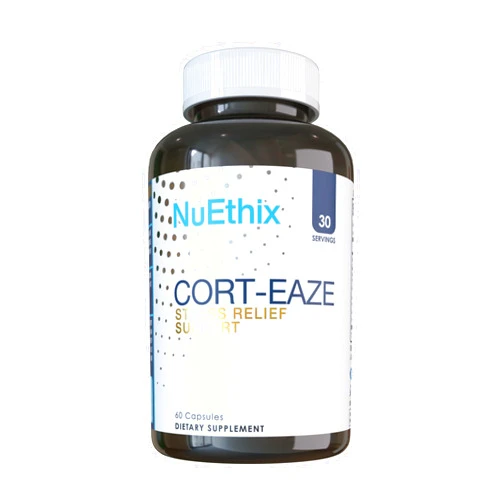 NuEthix Formulations Cort-Eaze - Cortisol Supplement - Health Support Supplement with Ashwagandha, L-Theanine & Rhodiola Rosea - Relaxation and Deep Sleep, 60 Capsules, 30 Servings