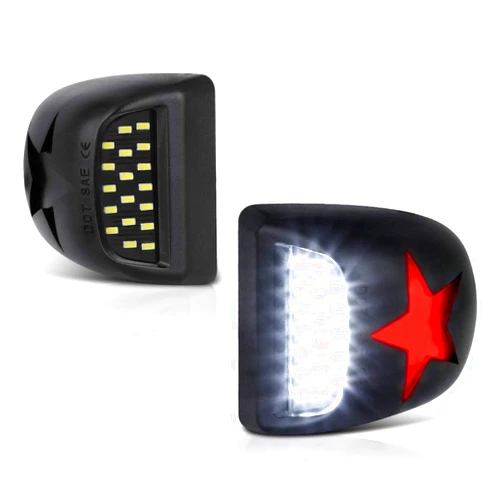VIPMOTOZ Patriot Red Star Full LED License Plate Light Tag Lamp Assembly Pair Replacement For Cadillac Escalade Chevy Silverado Tahoe Suburban GMC Sierra 1500 2500 3500 Yukon XL