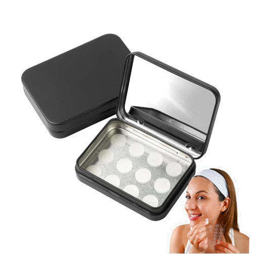 IMPRESA [2 Pack] Impresa Pimple Patch Case for Mighty Patch Acne Dots - Pimple Patches for Face Case with Mirror - Black Impresa Zit Stickers Case for Mighty Hero Pimple Patch - Acne Patches for Face Case