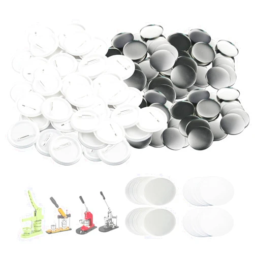 Mostme 200 Sets 58mm/2.25 inch Button Supplies Button Parts for Button Maker Machine 58mm, Round Badge Blank Button Pins, Includes Plastic Button Pin Back Cover, Metal Cover, Clear Film&Blank Paper