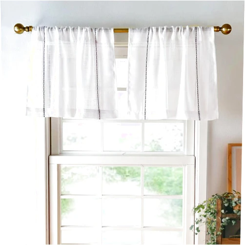 Oindec 2 Pack Sheer Valance Curtain Linen Look Valance for Kitchen Living Room Bedroom White Voile Small Curtains Modern Farmhouse Valances 25 x 18 inches