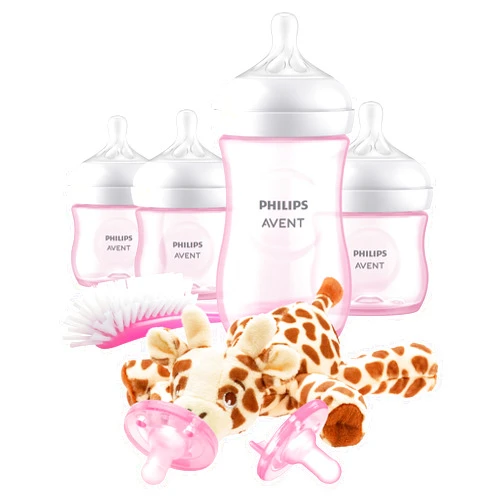 Philips Avent Natural Baby Bottle Pink Baby Gift Set with Snuggle, SCD838/03