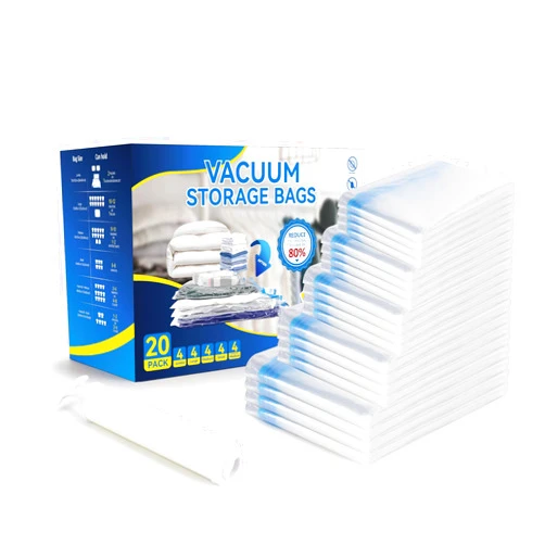 Simple Deluxe 20 Pack Vacuum Storage Bags, Space Saver Bags with Hand Pump, Vacuum Seal Bags for Clothing, Comforters, Blankets, Bedding, Pillows (4 Jumbo/4 Large/4 Medium/4 Small/4 Roll M)