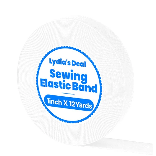 Lydia's Deal Elastic Bands for Sewing Wide 1 Inch x 12 Yards,High Elasticity Knit Elastic Spool Elastic Straps for Wig -White
