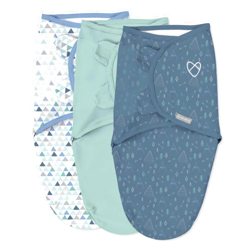 SwaddleMe by Ingenuity Original Swaddle with Easy-Change, 100% Cotton, Improves Sleep & Calms Startle Reflex, 3-6 Months, 3-Pack - Mountaineer