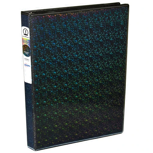 Avery Luxe Collection Durable Holographic 3 Ring Binder, Customizable View Cover, 1 Inch Round Rings, 1 Holographic Black Binder (03225)