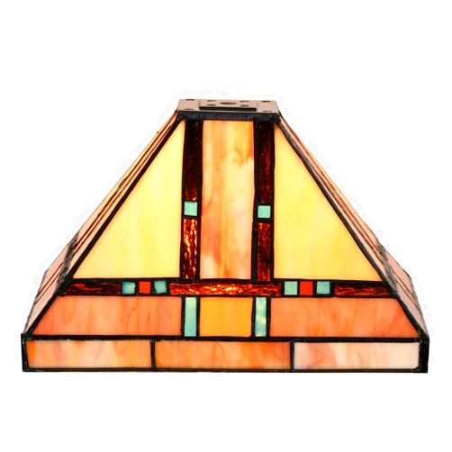 Bieye S10798 Tiffany-Style Stained Glass Mission Lampshade - 10-Inch Wide - Iridescent Elegance