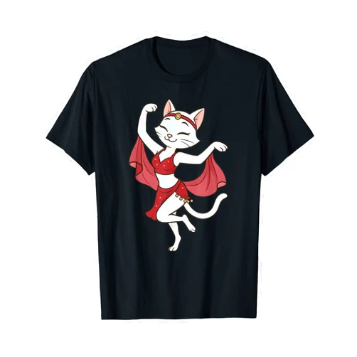 CatAxis1 White Cat Belly Dancing Dancer Mom Dad Kids T-Shirt