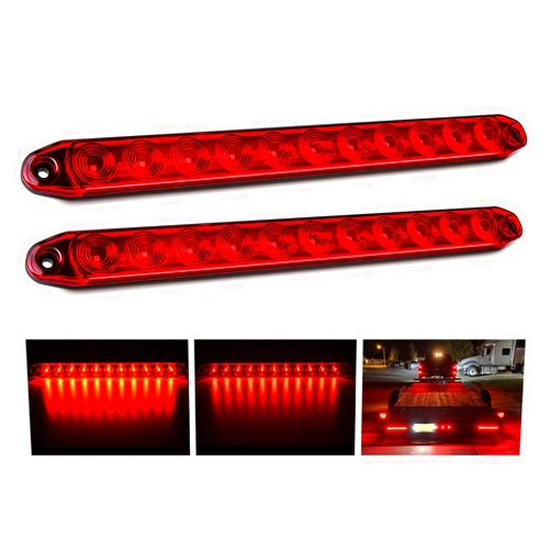 Nilight 2PCS 16Inch 11 LED Red Trailer Light Bar for Park Stop Turn signals Tail Brake Light DOT Compliant IP65 Waterproof Truck Trailer Marker ID Bar