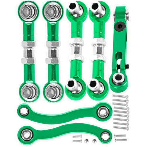 HopsupRC RC Aluminum Metal Turnbuckle Camber Links Toe Links with Rod Ends Steering Linkage Set Upgrade Parts for 1/18 LaTrax Teton,Desert Prerunner.Green(Replace 7636)
