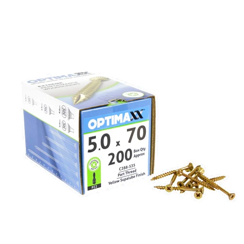 Optimaxx C288-535 5.0x70 200PC Woodscrew, Silver