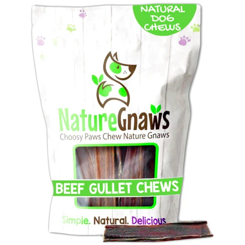 Nature Gnaws Beef Gullet Chews for Small Dogs 4-5