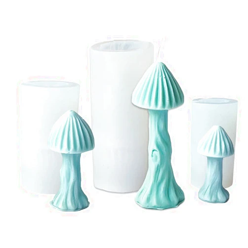 Cestony 3Pcs 3D Mushroom Candle Silicone Molds for Making Candle Resin Pillar Aromatherapy Candles Wax Clay Craft