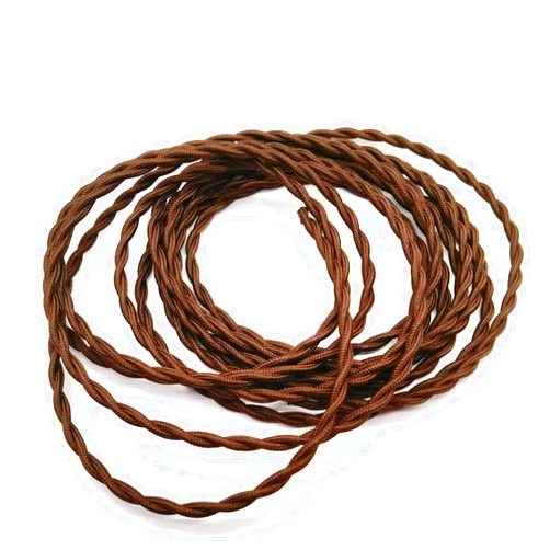 Pangocho Jinchao-Twisted Cloth Covered Wire Vintage Pendant Lamp Wire 18 Gauge 2 Conductor 5M/10M for Vintage Bulb, Pendant Light and Other Industrial Antique DIY Projects (Color : Brown, Length : 1m)