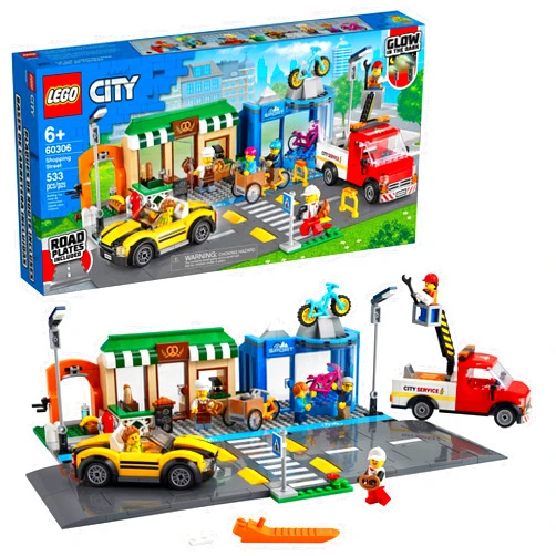 LEGO City Shopping Street 60306 Building Kit; Cool Building Toy for Kids, New 2021 (533 Pieces)