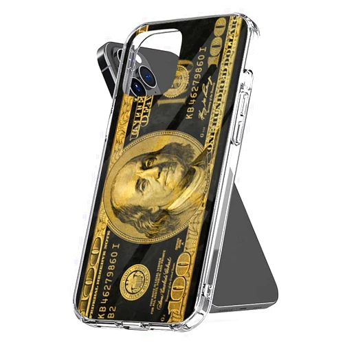 Generic Phone Case 100 Protect Dollar Shockproof Bill TPU Black Cover Gold Accessories Compatible with iPhone 15 14 Pro Max 13 12 11 X Xs Xr 8 7 6 6s Mini Plus