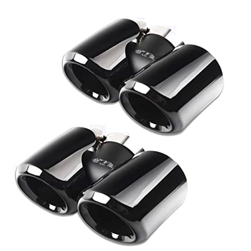 TINKI Stainless Steel Car Exterior Pipe Throat Exhaust Outputs Tail Cover Trim for Land Rover Defender 90 110 2020 2021 2022 Car Accessories (Glossy Black)