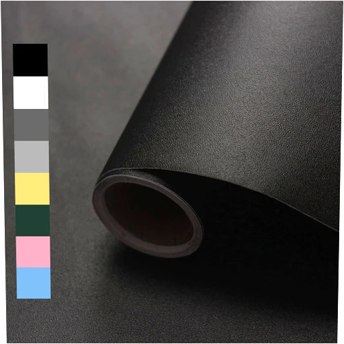 WADILE Peel and Stick Wallpaper 15.9in x 78.7in, Solid Color Contact Paper Waterproof, Vinyl Colored Wall Paper Self Adhesive, Textured Wallpaper Removable for Cabinets/Countertop, Black