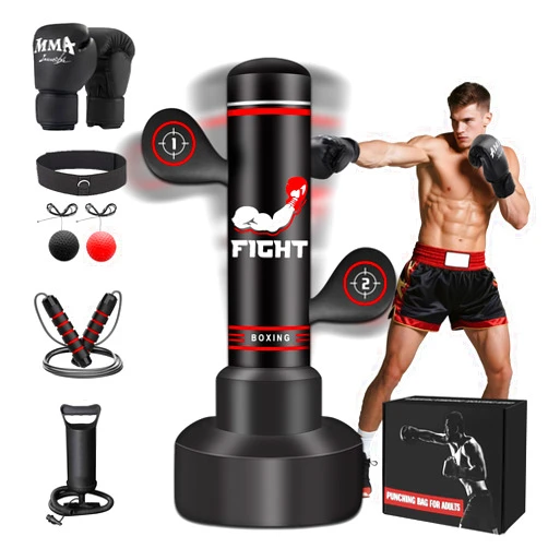 JUOIFIP Upgraded Heavy Freestanding Punching Bag for Adults Teens, 70” Standing Punching Bag Kicking Bag Heavy Bag, Women Men Kickboxing Bags for Training MMA Fitness Home Gym