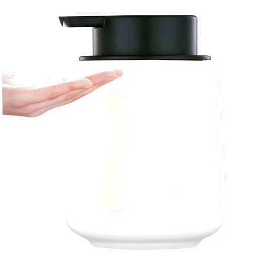 Eyrozia 12Oz Foaming Hand Soap Dispenser - White Foam Soap Dispenser Bathroom with Easy-to-Press Pump, Modern Refillable Liquid Lotion Hand Soap Dispenser, Ceramic Dish Soap Dispenser for Kitchen