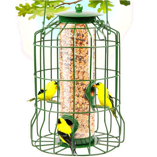 Gray Bunny Wild Steel Bird Feeders Squirrel Proof for Outside Hanging, 1.25 lb Capacity for Small Birds, Chew and Rust Proof , 4-Port