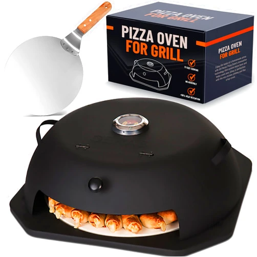 Geras Pizza Oven Outdoor for Grill - Grill Top Pizza Oven For Outside - Pizza Stone, Pizza Peel Kit - Small Portable Home Backyard BBQ Pizzas Maker Charcoal Grill, Pellet, Propane Gas and Wood Fire