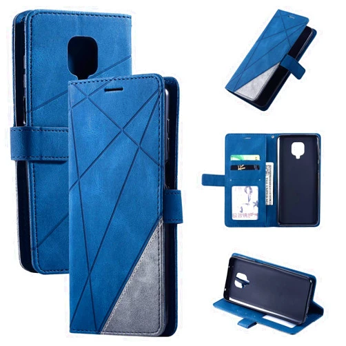 Grand Eletronics Leather Wallet Case for Xiaomi Redmi Note 9 pro/Note 9s/Note 9pro Max,Premium Pu Flip Leahter Case Folio Cover with Credit Slots Kickstand Cash Pocket Book Folding Case for xiaomi redmi Note 9s (Blue)