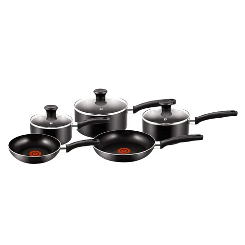 T-Fal Tefal Essential Pots and Pans Set, 5 Count (Pack of 1), Black