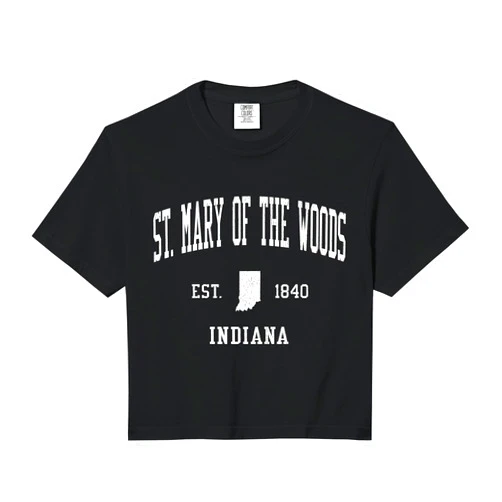 Jim Shorts - St. Mary of the Woods Indiana Tees St. Mary of the Woods in Vintage Athletic Sports JS01 Comfort Colors Crop Top