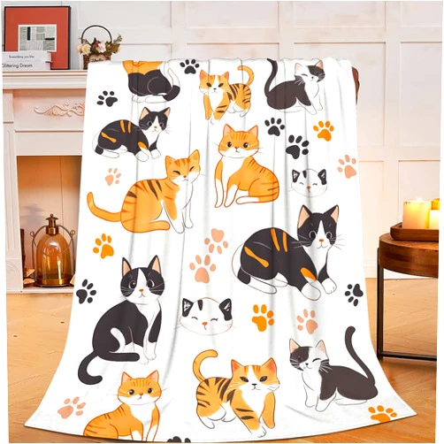 Mecowcm Cute Cat Blanket Cat Gifts for Cat Lovers Soft Cozy Cartoon Cat Plush Throw Blanket Super Warm Fleece Fuzzy Bedding Blanket for Kids Girls Boys Women Bed Decor Stuff 40