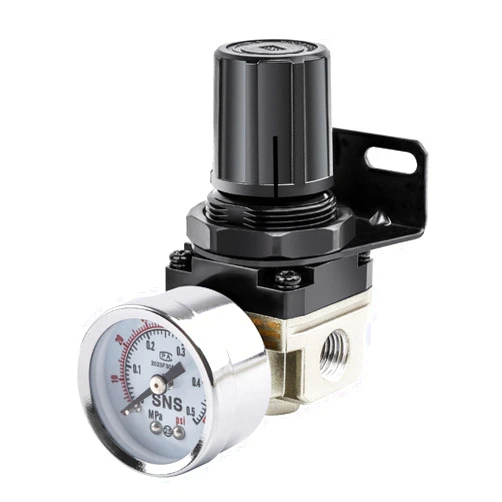 SNS Low Pressure Air Regulator Air Compressor Pressure Regulator With Bracket and Gauge Female Thread 1/4 NPT Adjustable AR2000-N02 (0-40 PSI)